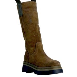 NIB military green knee platform boots suede